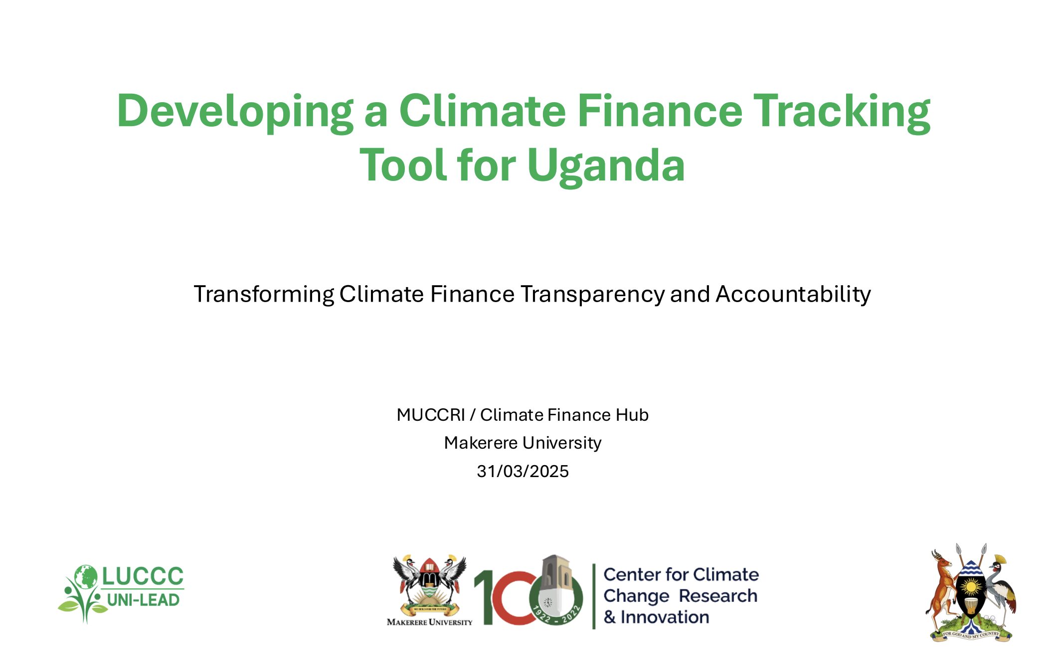 Climate Finance Tracking Tool for Uganda